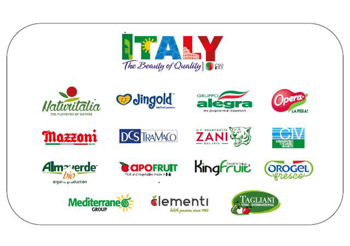 Loghi delle aziende associate che parteciperanno a Fruit Attraction 2023 all'interno della Collettiva Italy